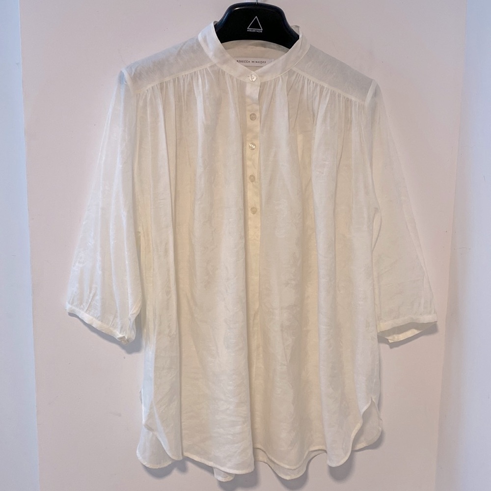 Rebecca Minkoff Off White 3/4 Sleeve Peasant Top Size L